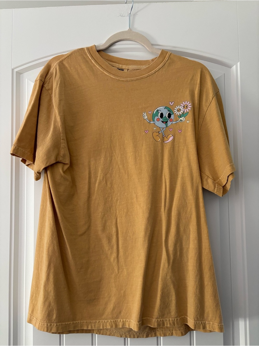 Comfort Colors Mustard Short Sleeve Tee with Playful Floral Character